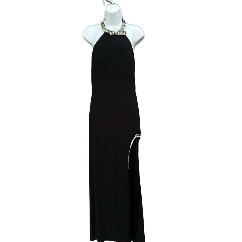 Mac DuggalHigh Slit Halter Gown with Rhinestone Accents Size 8 NWOT $398 - Picture 3 of 16